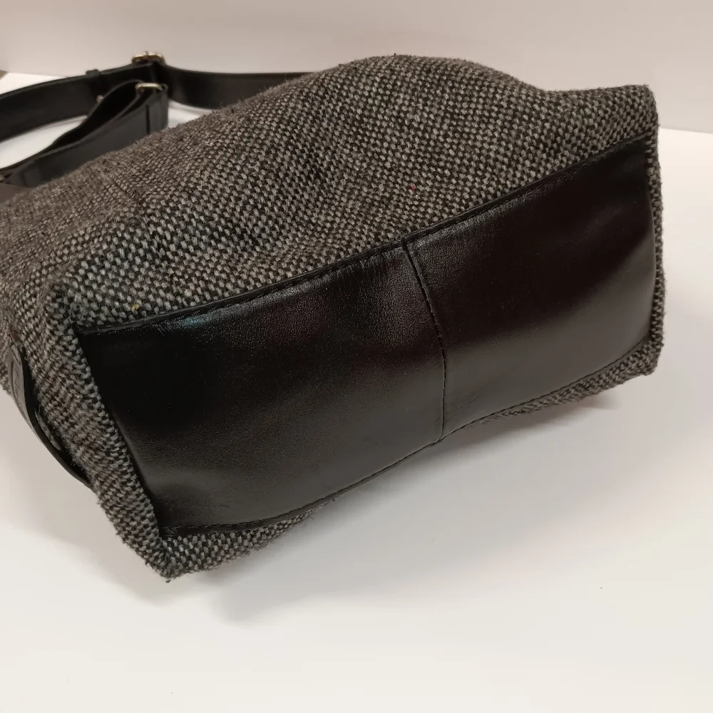 ELLINGTON Wool Tweed & Italian Leather Shoulder Tote Bag
